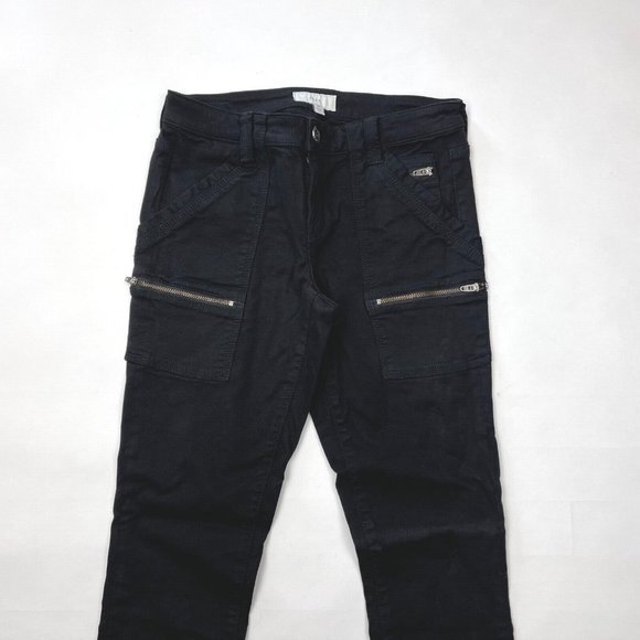 Joie Park Skinny Crop Pants Pockets Stretch Cotton Ankle Zipper Black Women 26 - Picture 5 of 13